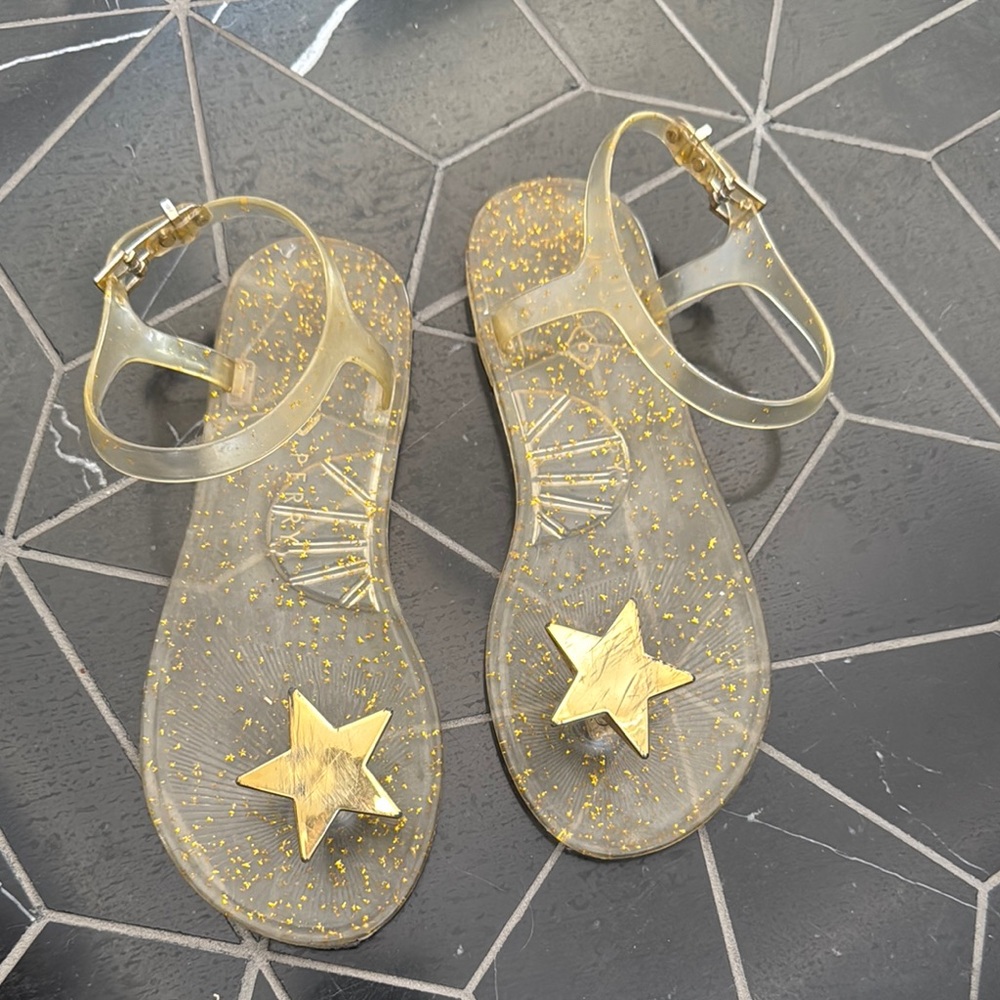 Katy Perry Gold Star Glitter Sandals , girls  6